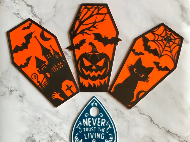 Halloween Coffins and Ouija Planchette (Filament swap version)