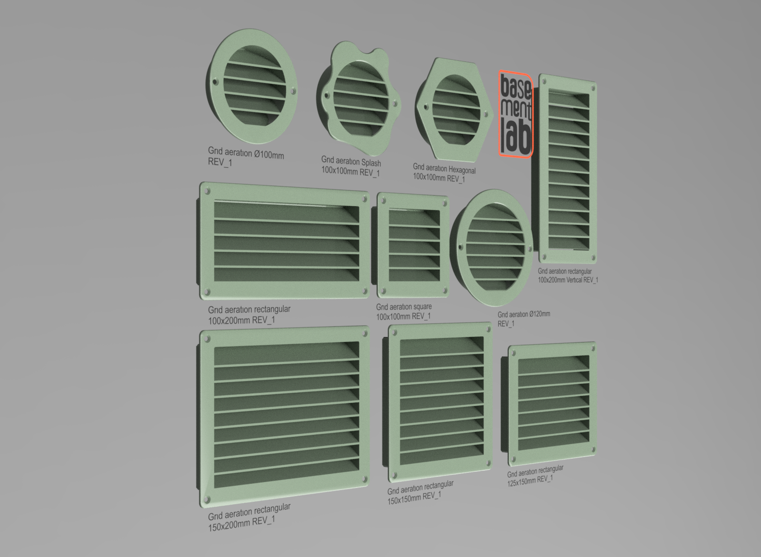 Air Ventilation Grid / Grille Collection  (rectangular - round) - Griglia di ventilazione  misure varie (rettangolare - tonda)