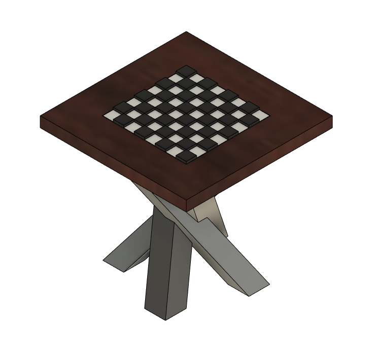 dollhouse table with chessboard