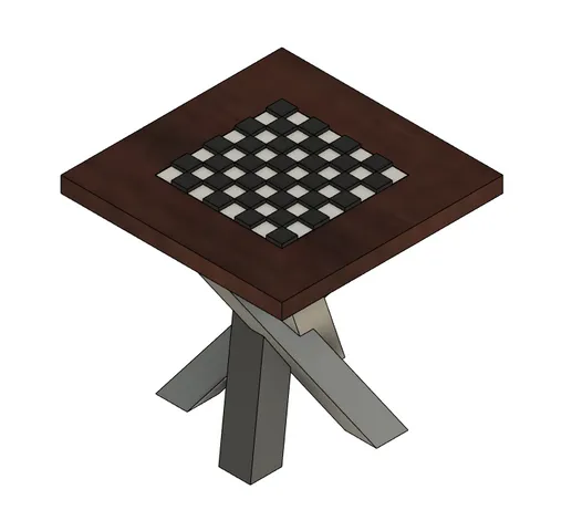 dollhouse table with chessboard