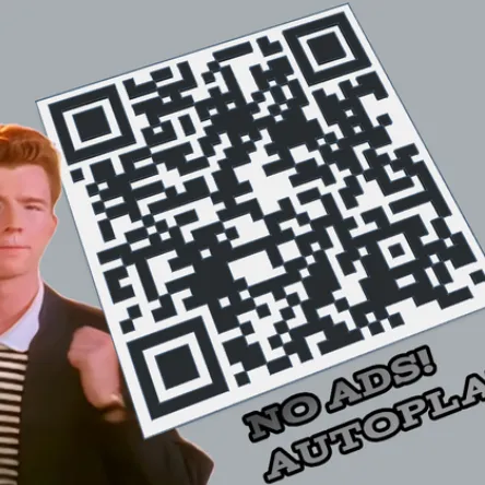 Rick Roll w/ No Ads QR Code Keychain (+Bit.ly URL version as well