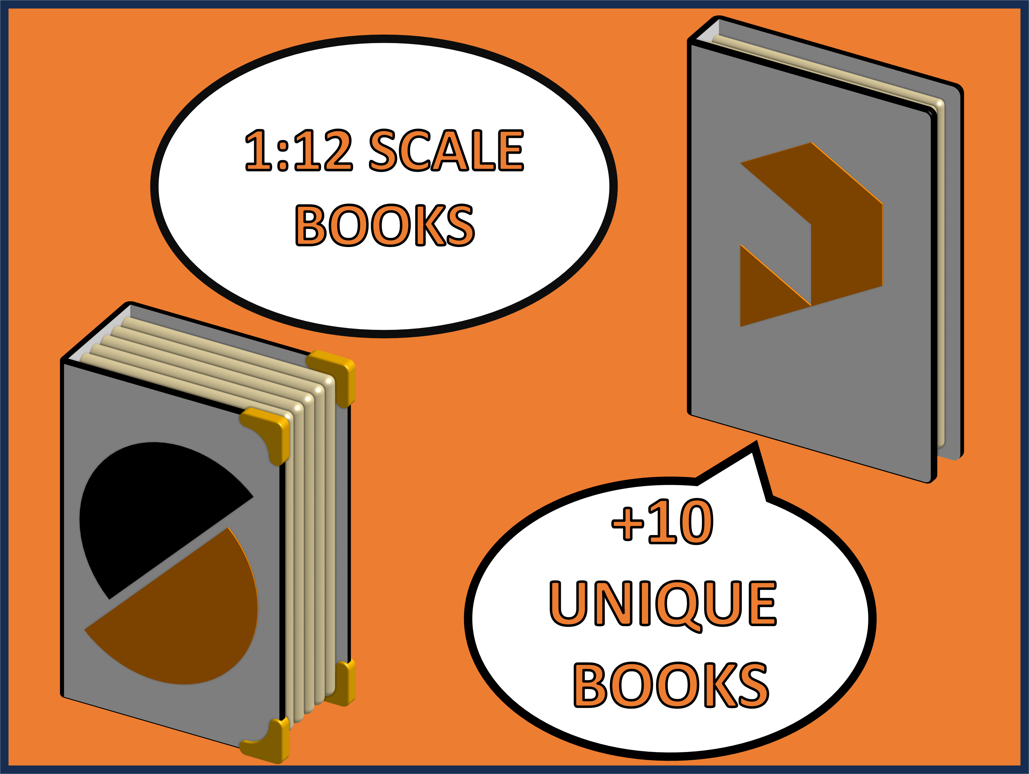 +10 unique miniature books (1:12 scale)