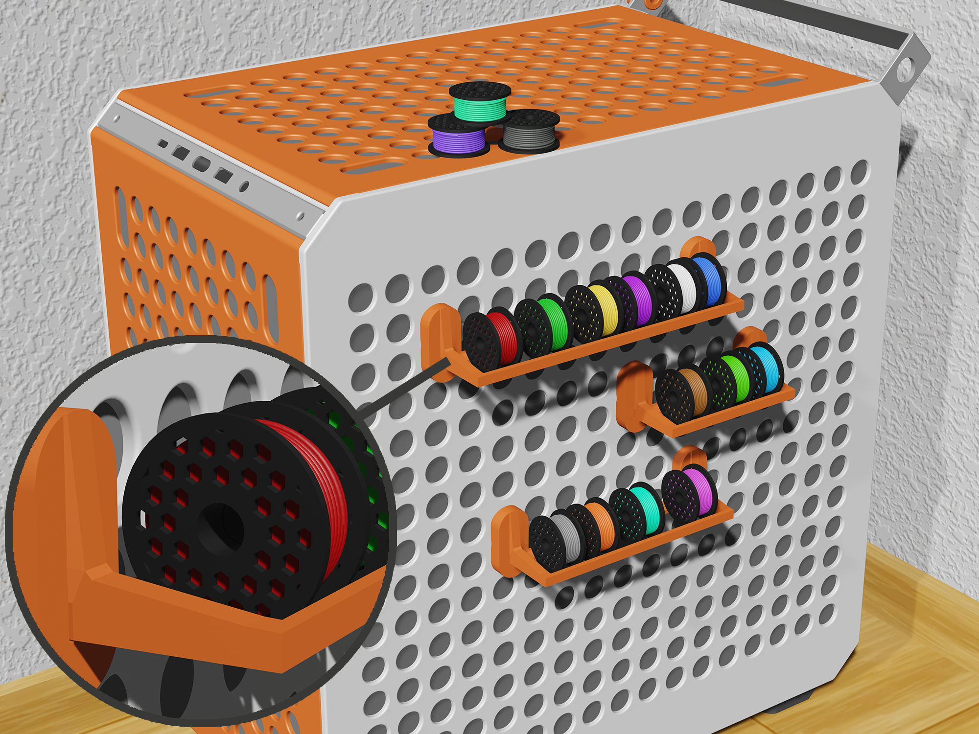 Hex filament spool maker space decoration for Qube 500