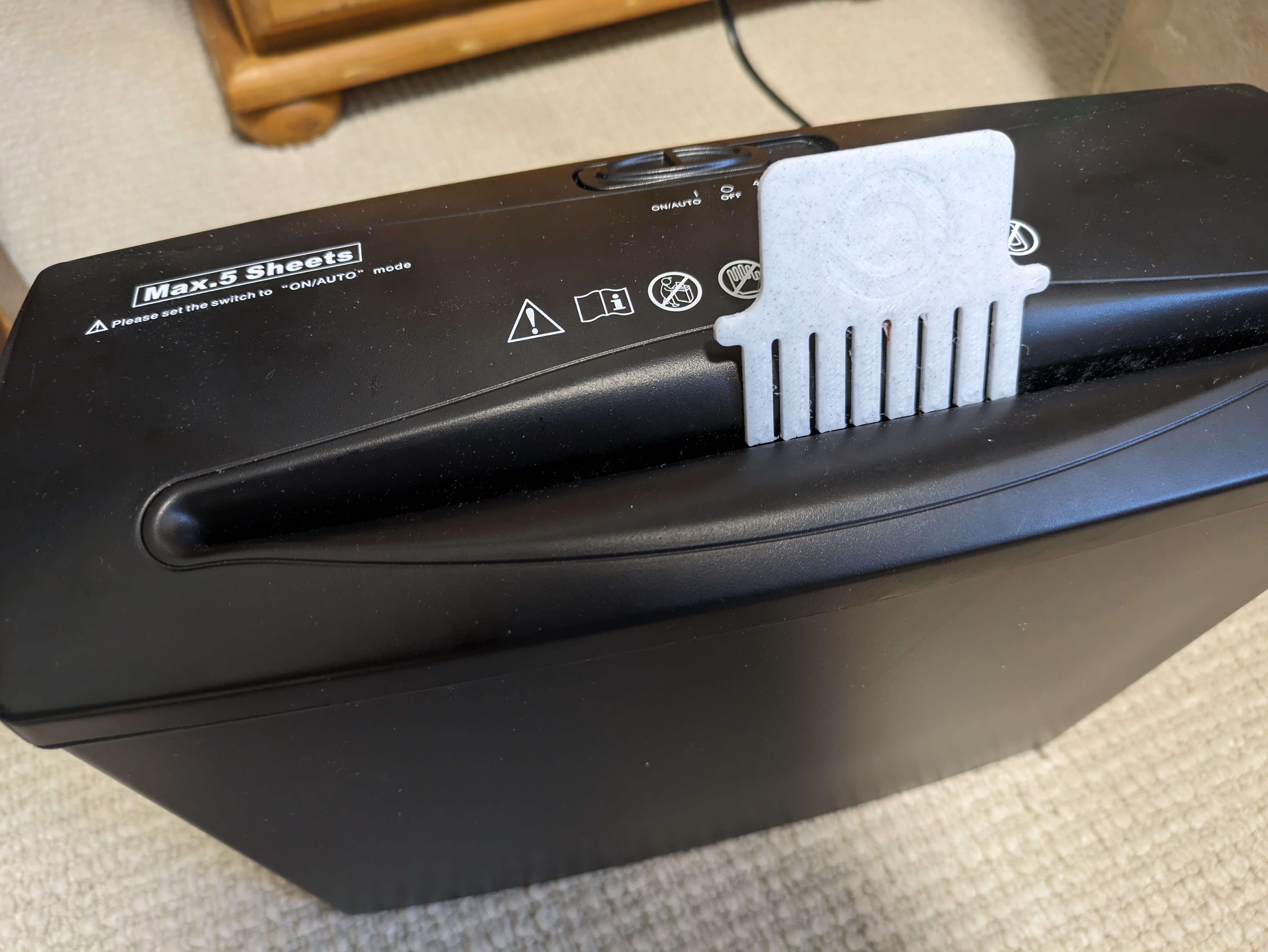 Paper Shredder Unblocking Comb