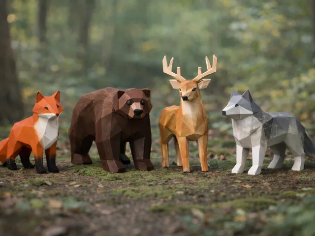 Abstract Minimal Animals – Forest Set (Low Poly, 4 Models)