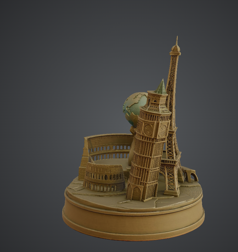 World Landmarks Diorama Eiffel, Big Ben, Colosseum & Globe