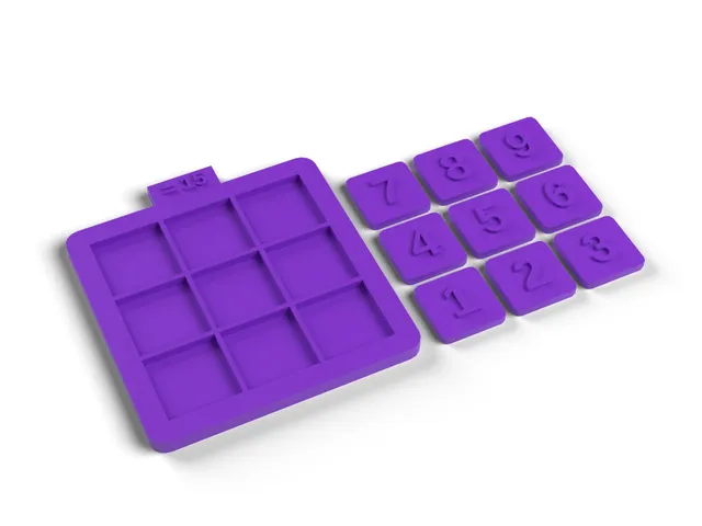 Magic Square Puzzle - Make Every Line Add Up to 15, No Supports (OpenSCAD)