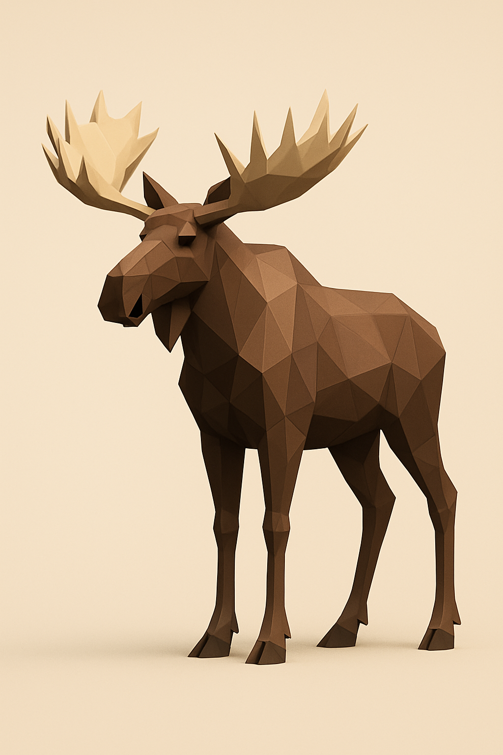 Low poly moose with antlers