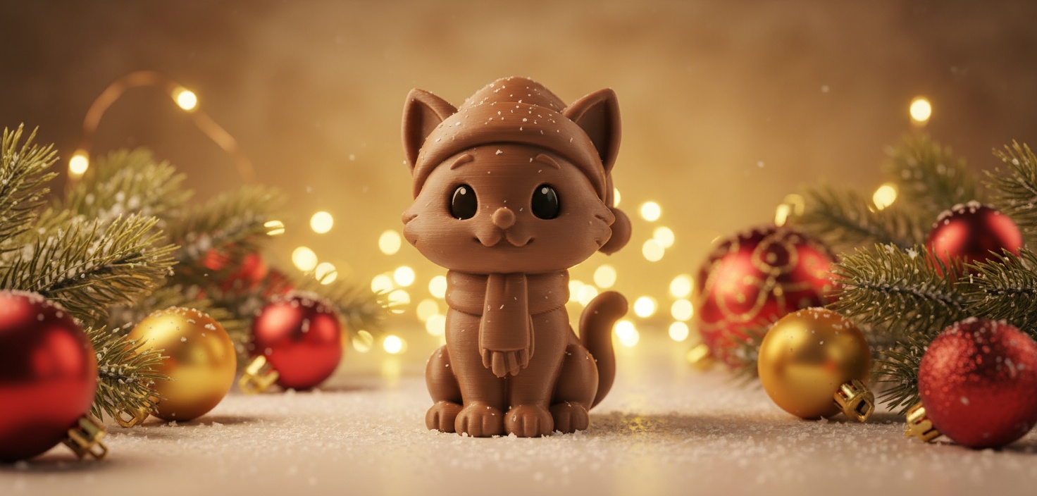 Cat in Winter Hat and Scarf Christmas Figurine
