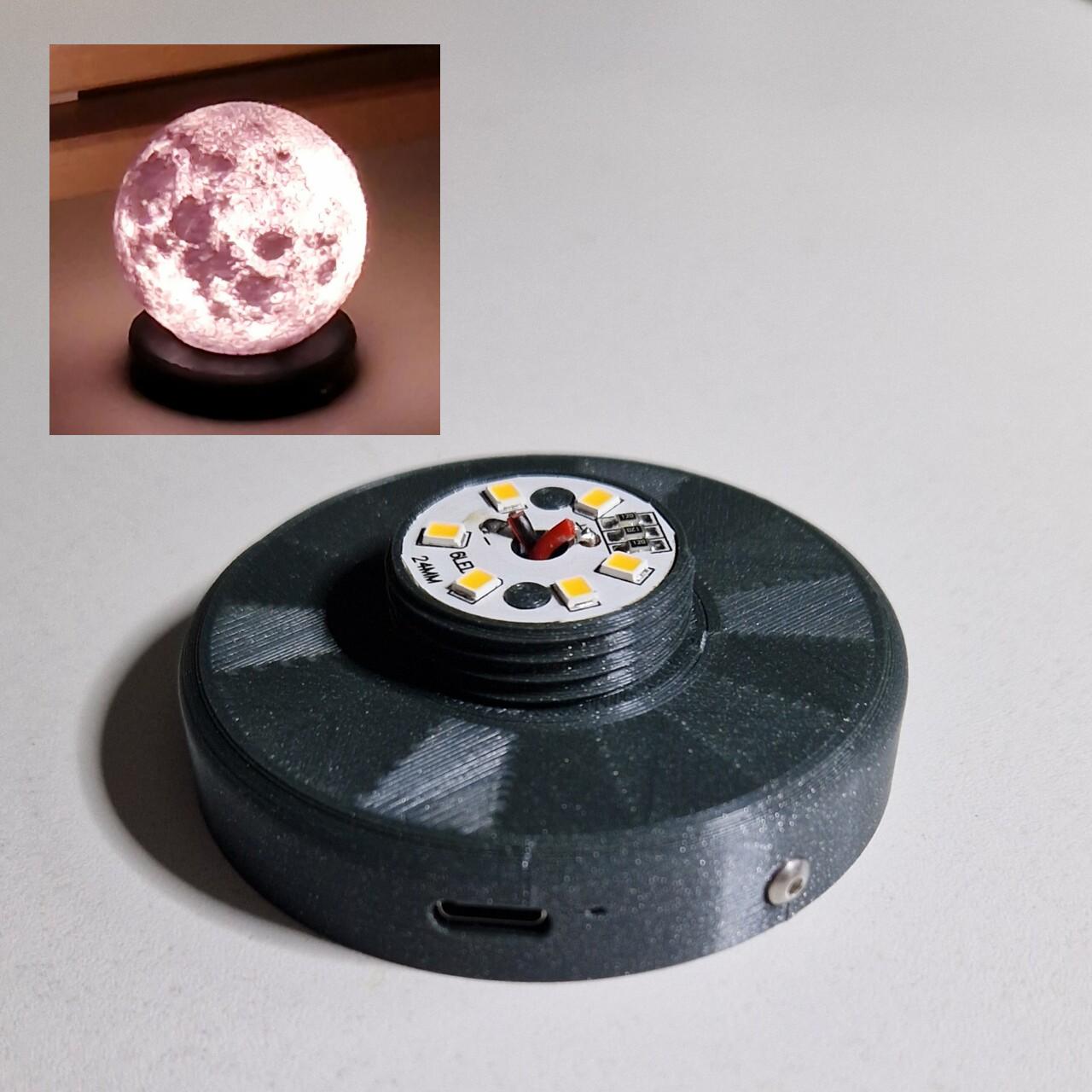 Rechargeable Base for Lithophane Moon/Planet Lamp - ⌀75mm