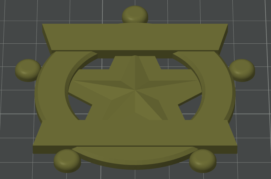 Sheriff Badge, 5-point start, with or without text area 3D model