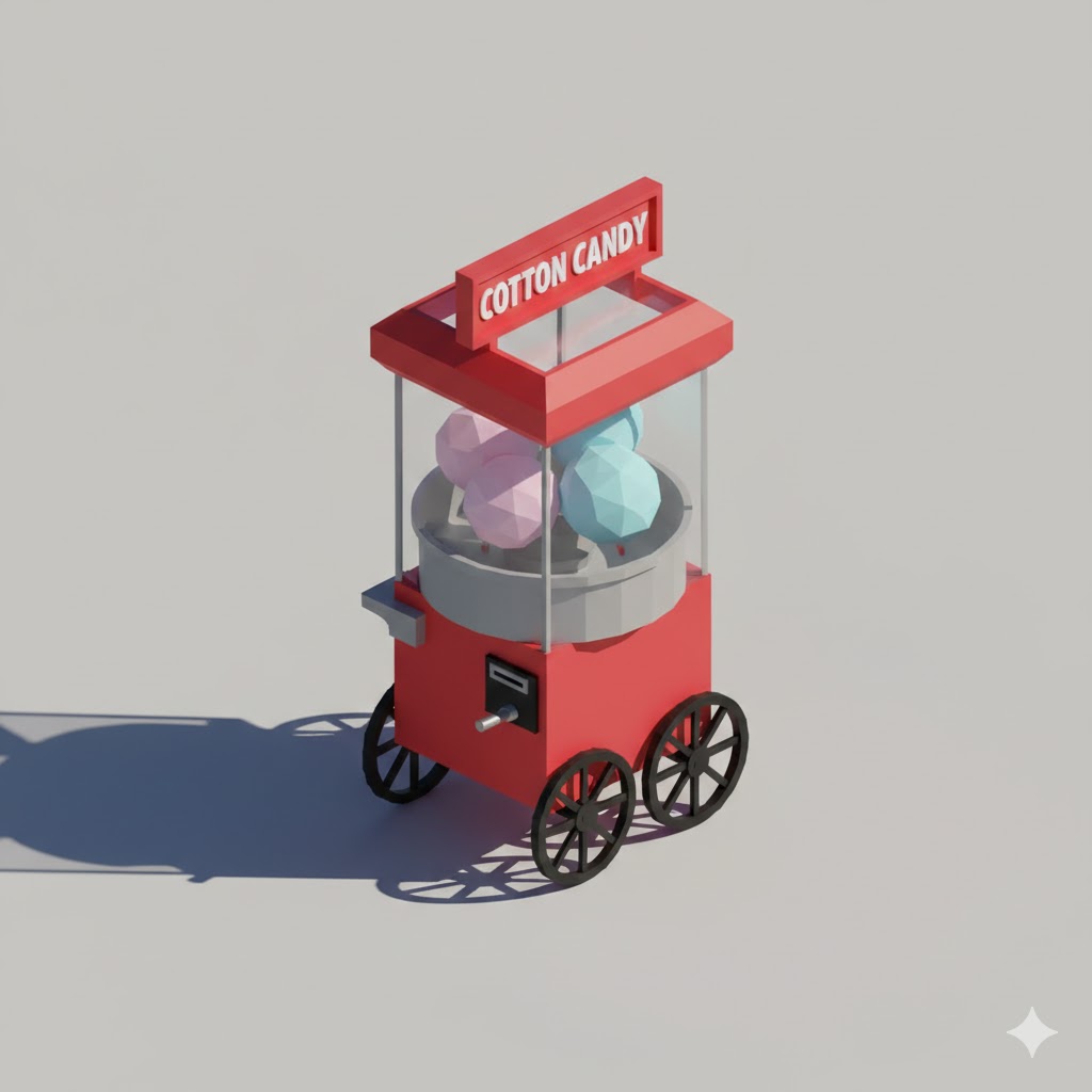 Low Poly Cotton Candy Machine