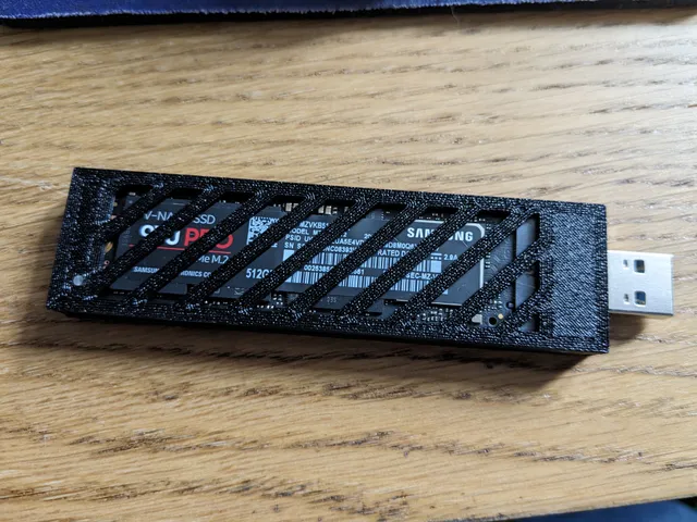 Case for USB to M.2 NVME SSD adapter (updated with cap!)