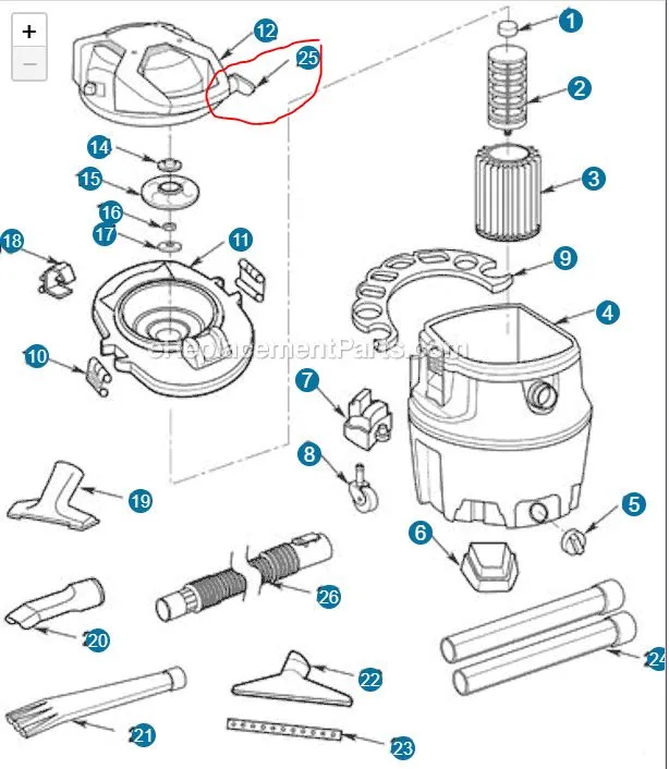 Ridgid Shop Vac Parts Diagram RIDGID 50353 1610RV 16 Gal Red Stainless