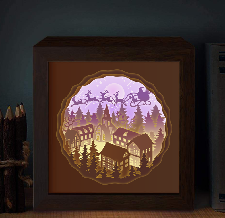 Santa Claus is delivering presents lightbox