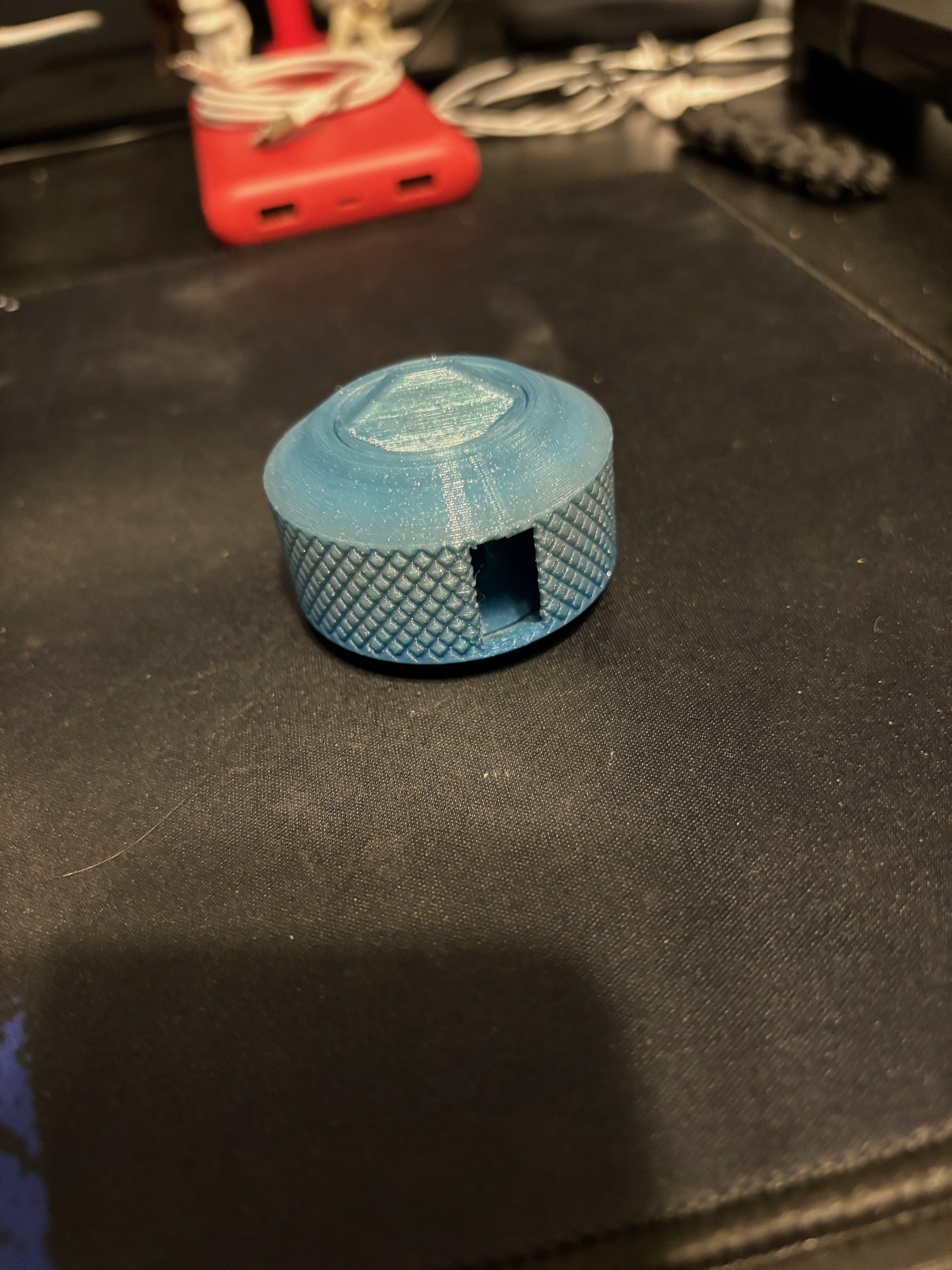 USB Cable Winder Stackable Knurled Print in Place (more play in mechanism)