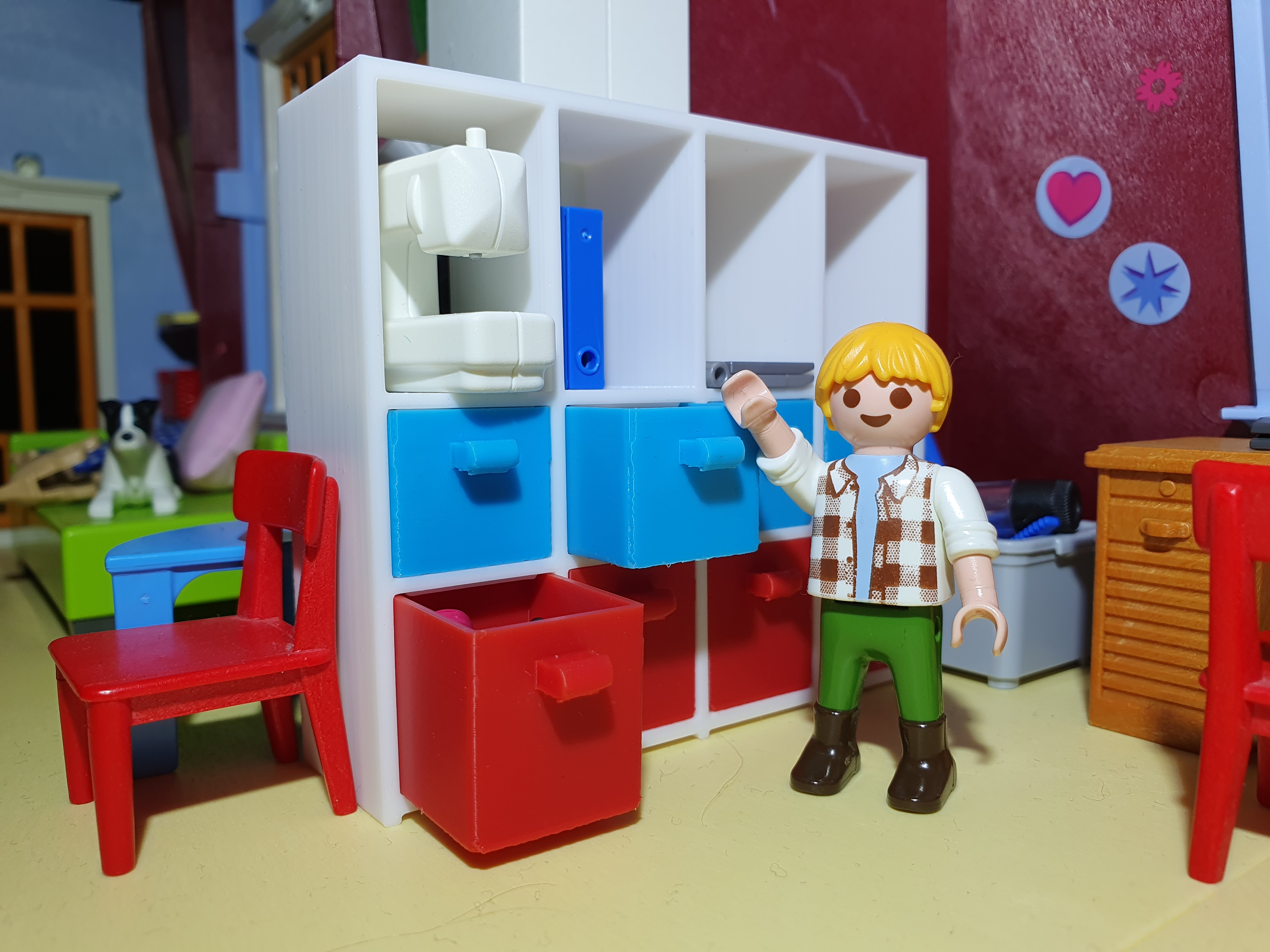 Dollhouse cupboard with drawers