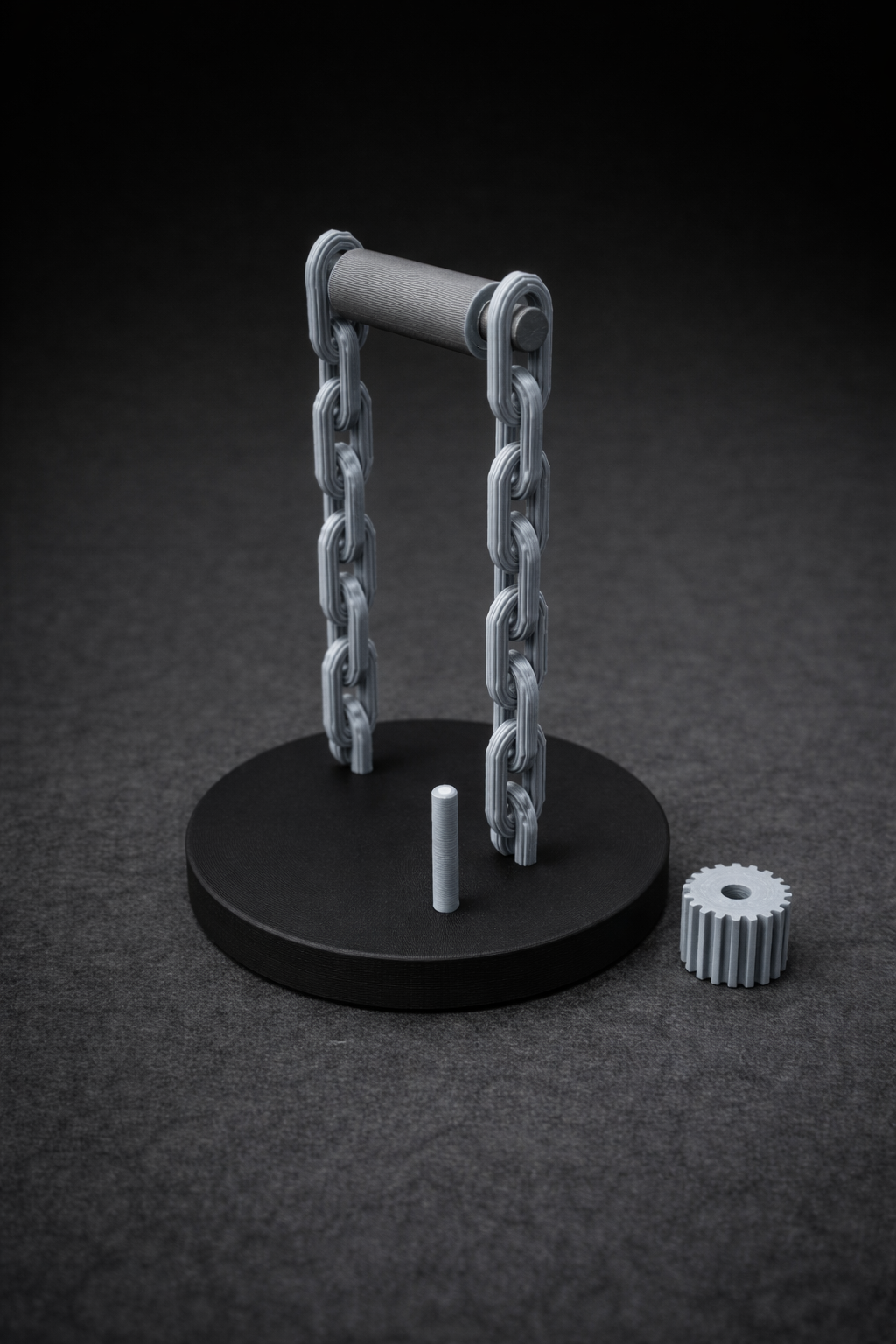 Industrial-style headphone stand with chain design