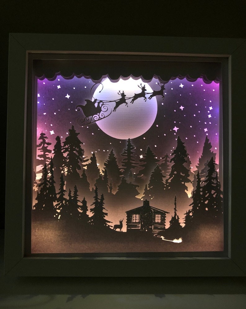 Santa's Cabin Christmas lightbox
