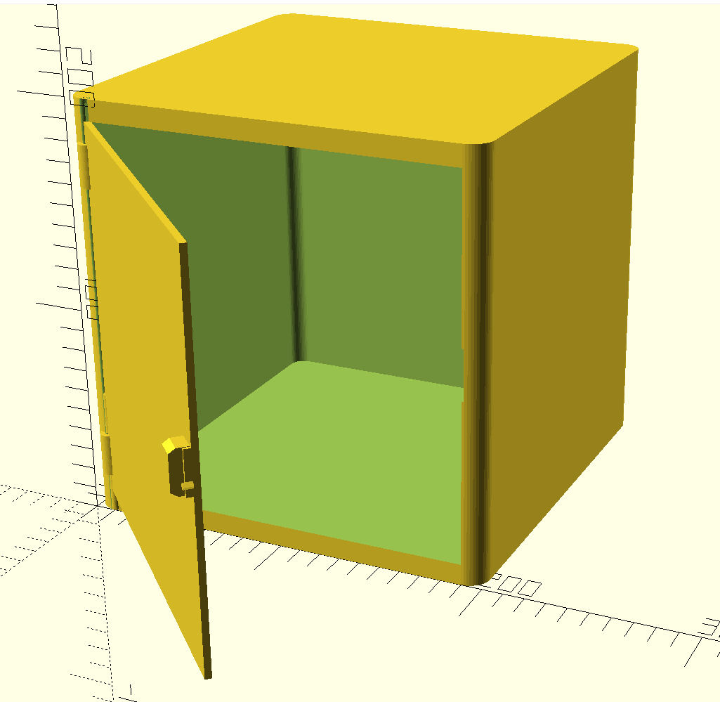 Safe-like Box with opening door and print in place hinges