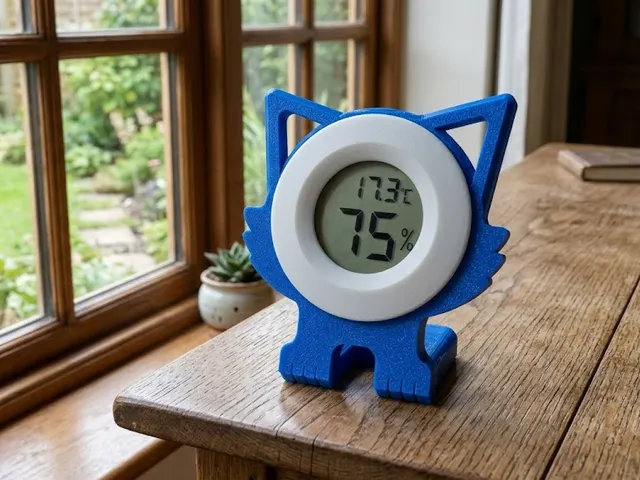 Cute Cat (with paws) Digital Hygrometer / Thermometer Stand