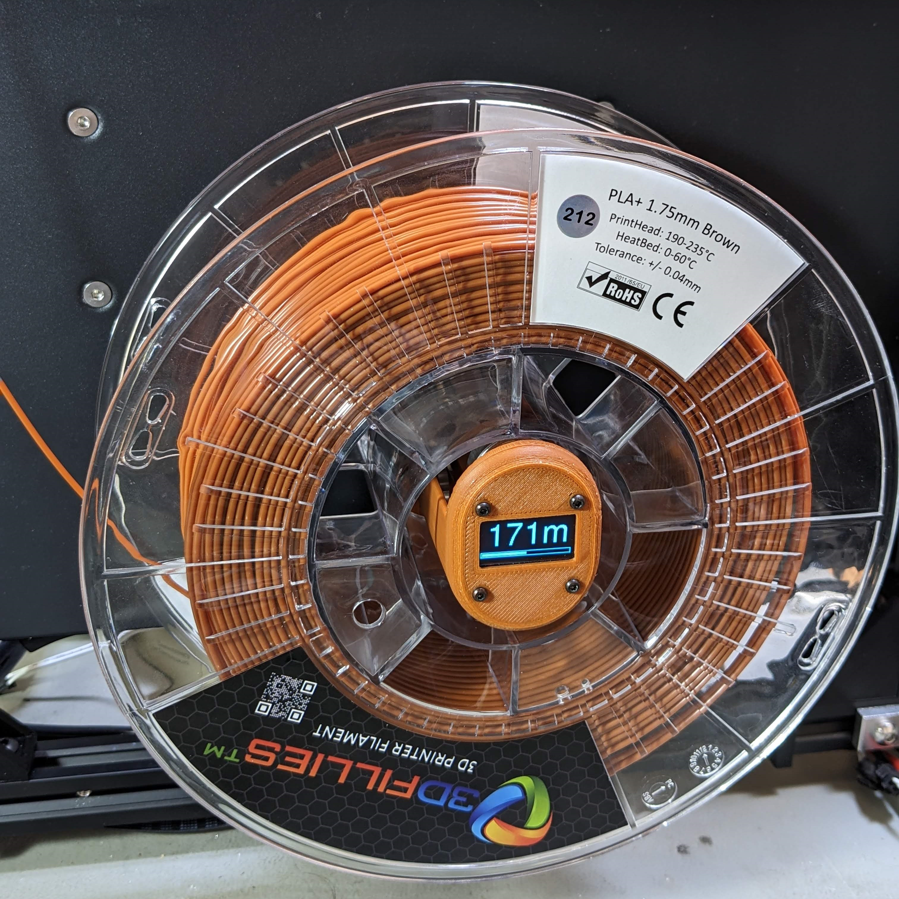 Filament Reel Holder with Remaining Length Display