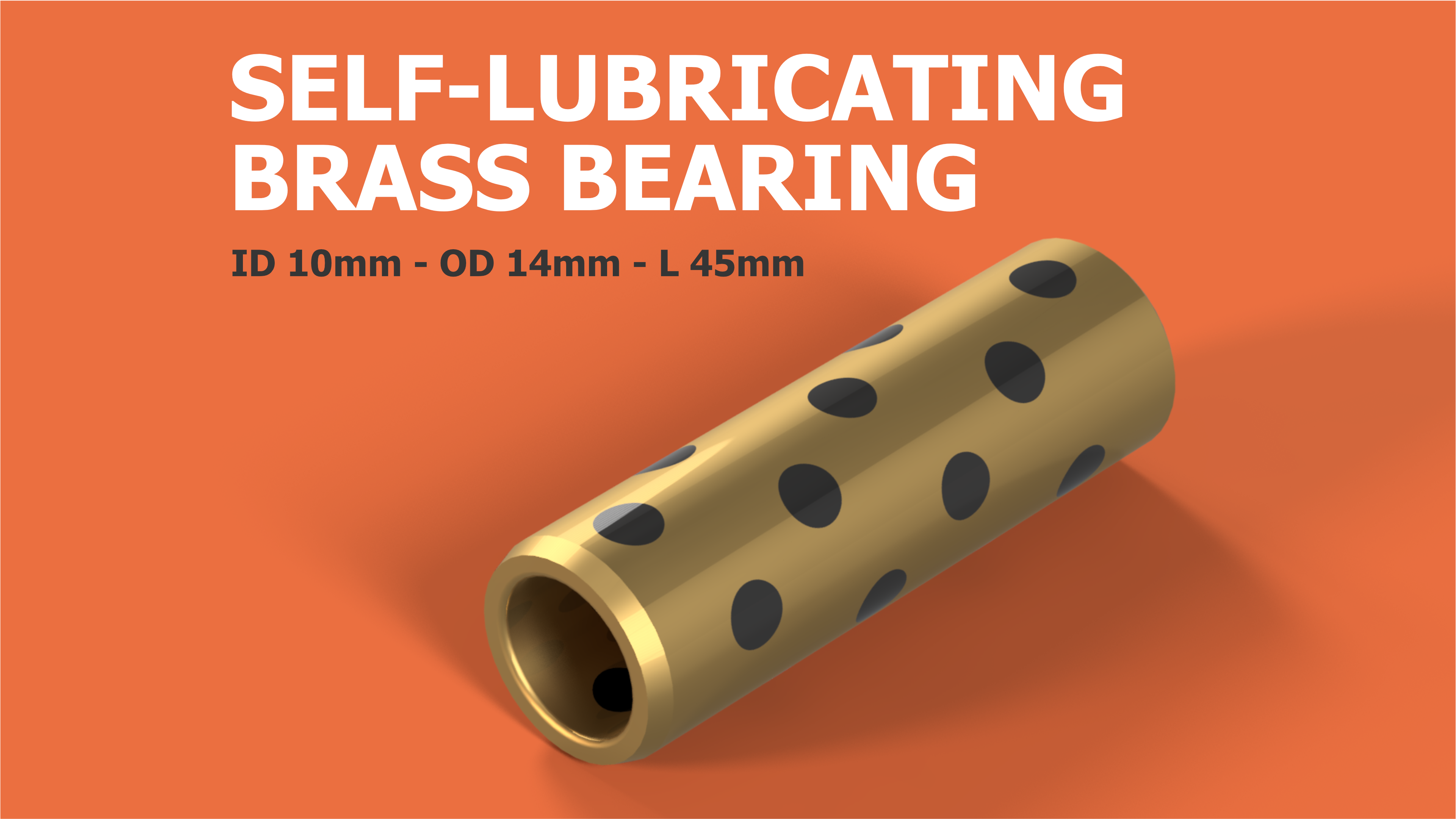 Self-Lubricating Brass Bearing 10-14-45mm - CAD Model