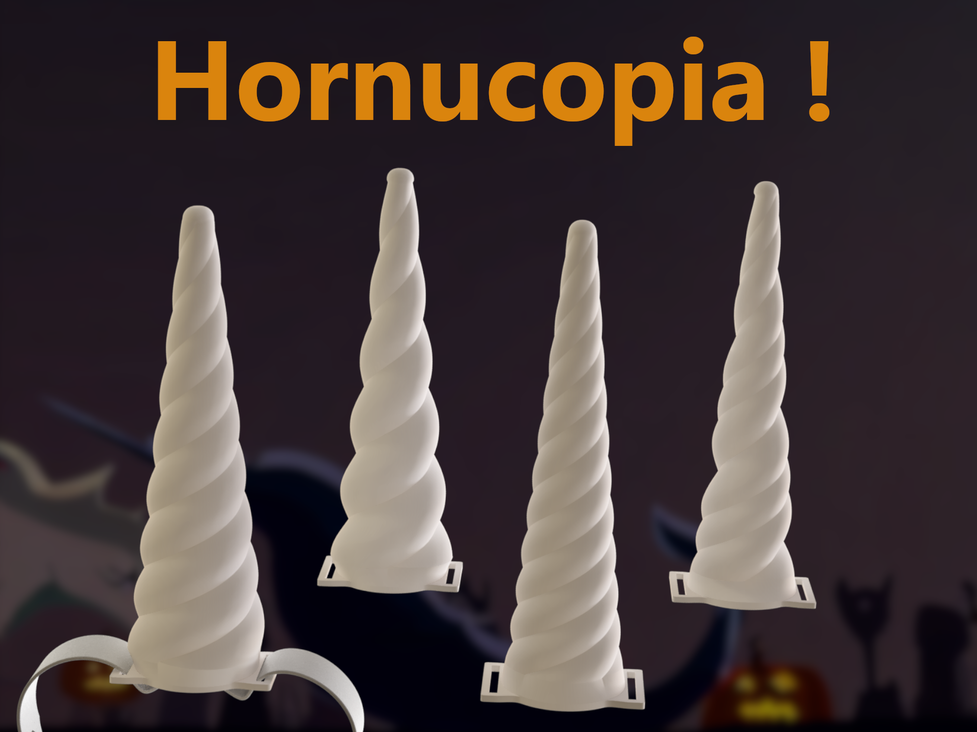 Hornucopia: Parametric Unicorn / Narwhal Horns!  (Halloween or Parties)