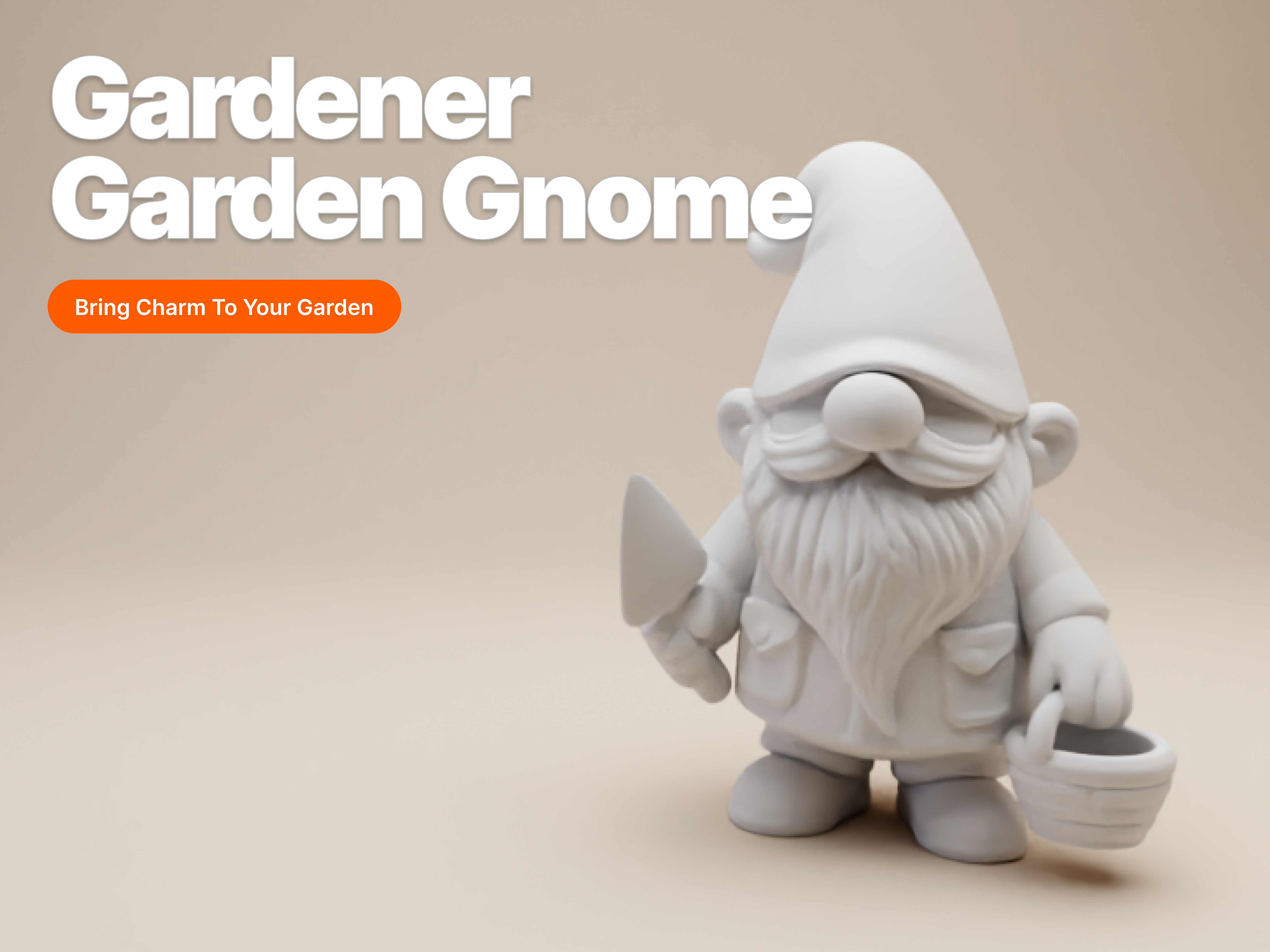 Garden Gnome – Whimsical Gardener with Shovel and Basket
