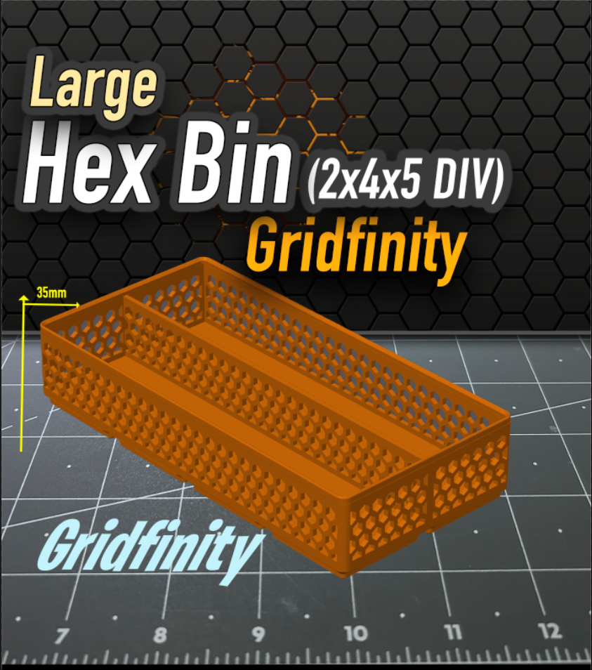 Hex Bin Gridfinity 2x4x5 DIVIDED