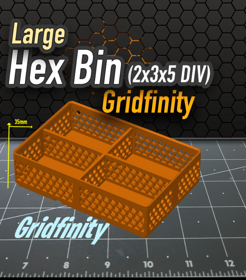 Hex Bin Gridfinity 2x3x5 Divided x2