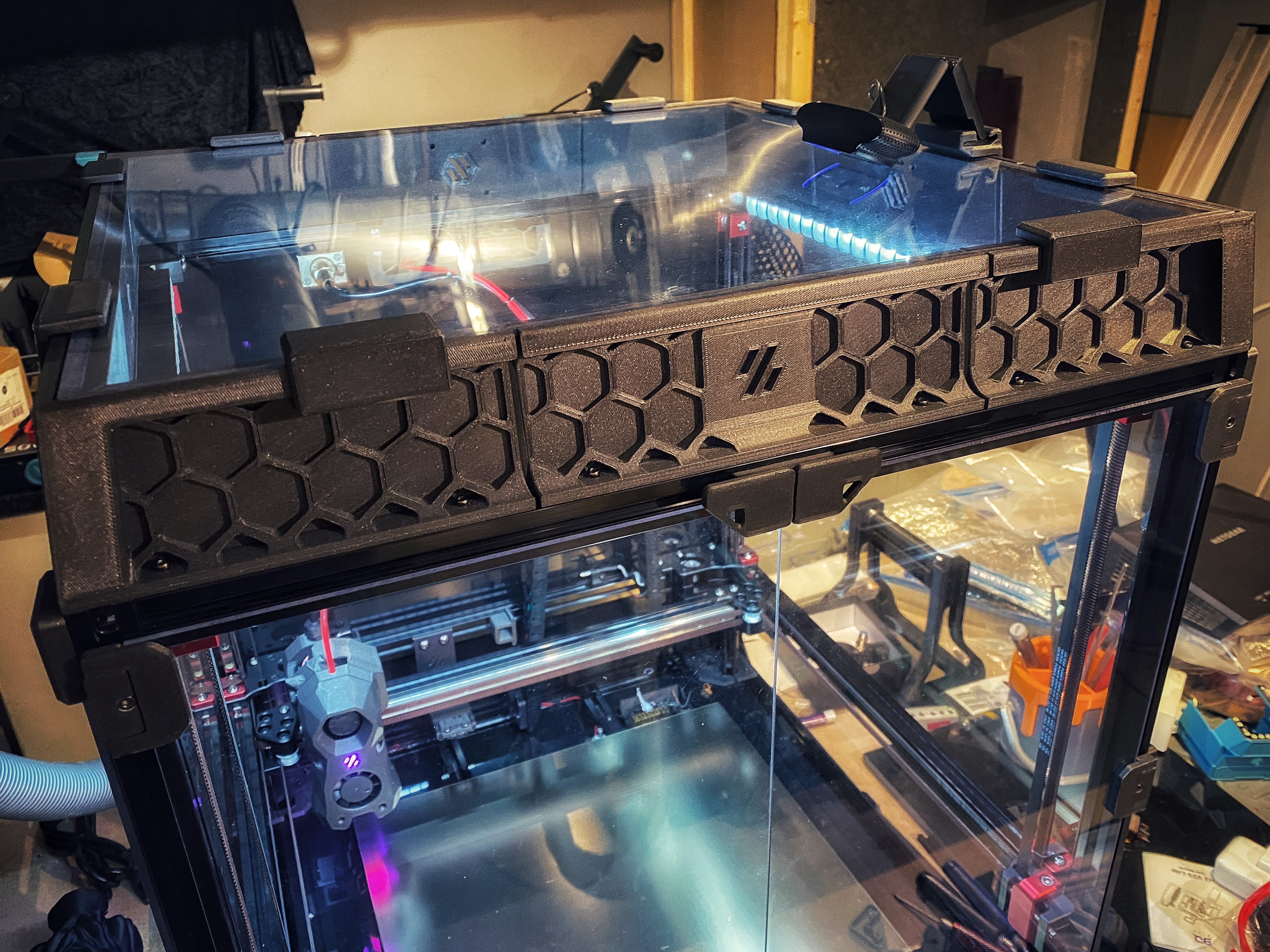 Voron 2.4 / Trident Canopy Top Hat - REMIX Split model, half printing time & 5g supports 3D model thumbnail
