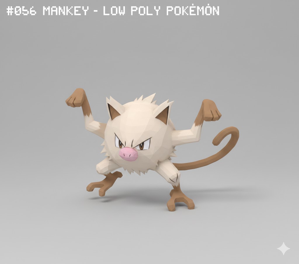 #056 Mankey – Low Poly Pokémon