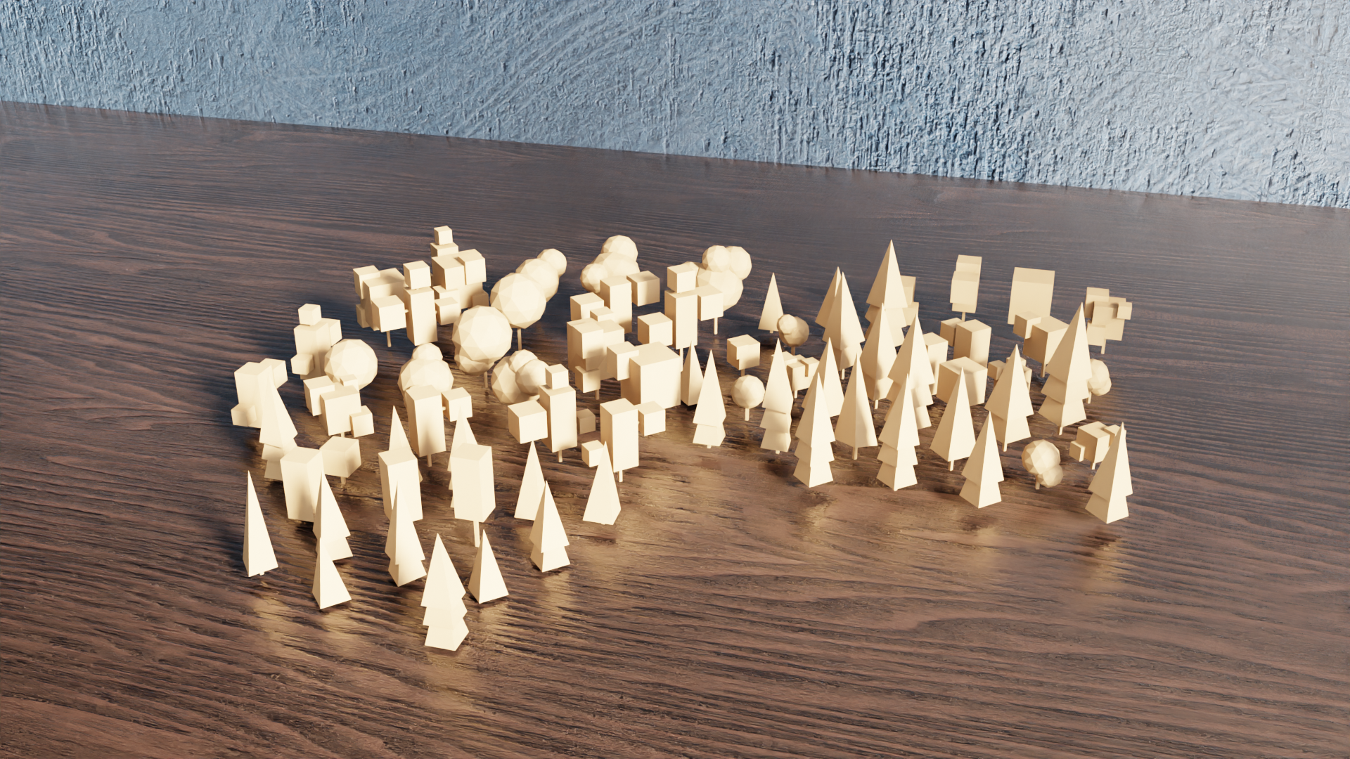 Miniatura 5 do modelo 3D Low Poly Tree Bundle V1