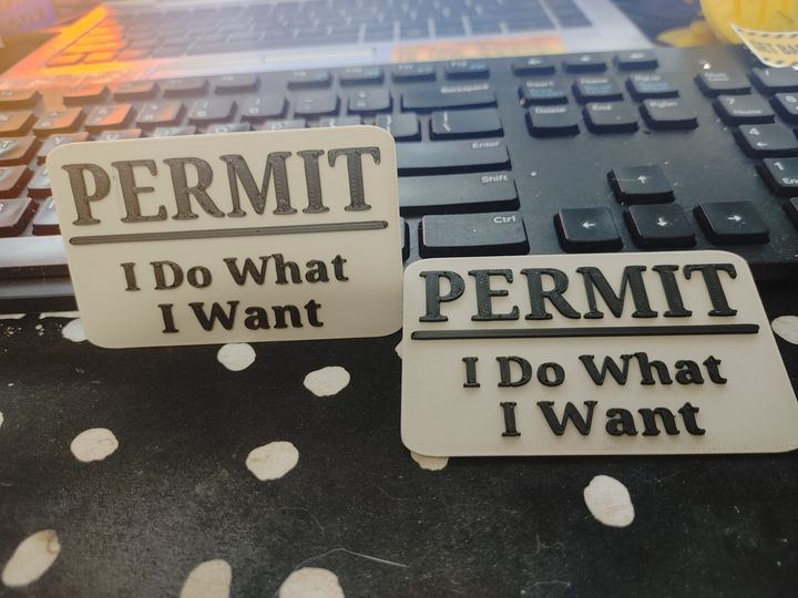 Credit card sized wallet permit "I Do What I Want"