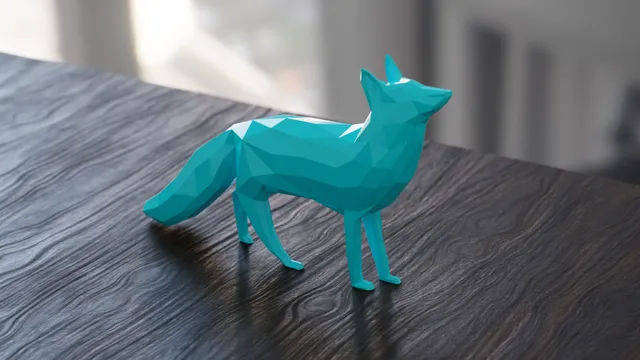 Low poly fox sculpture