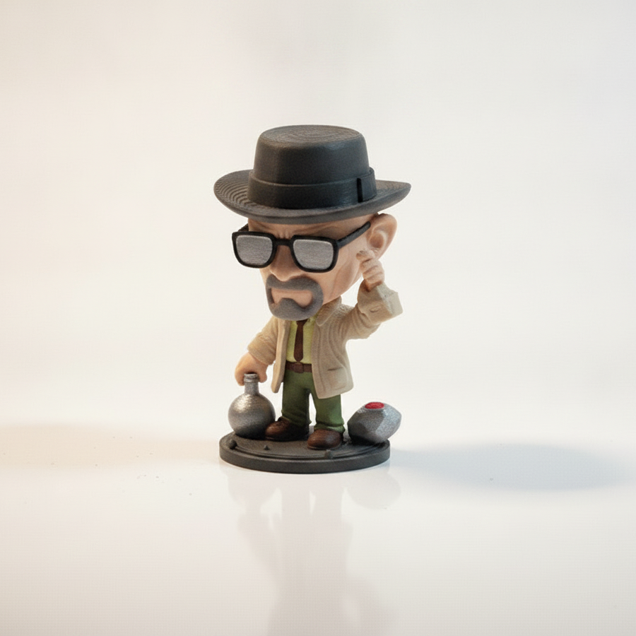 Chibi Walter White Heisenberg From Breaking Bad With Hat And Glasses Figurine 3D Printable
