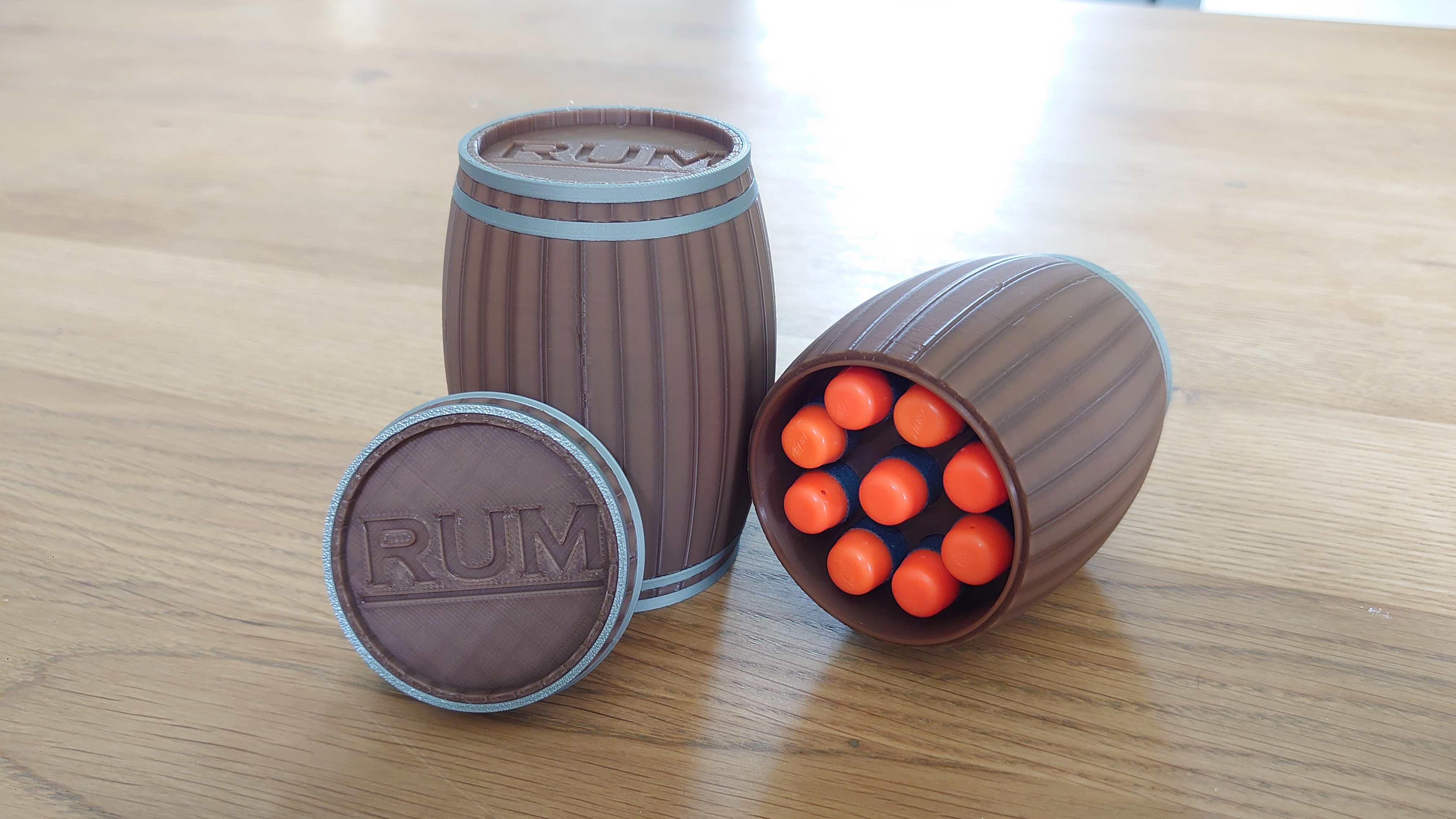 Rum barrel NERF container