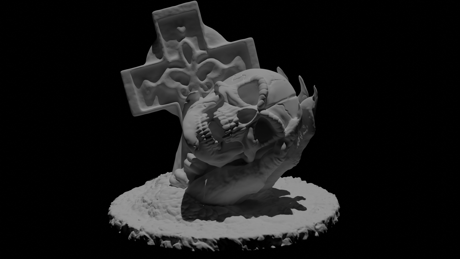 Gravestone skull in hand one piece