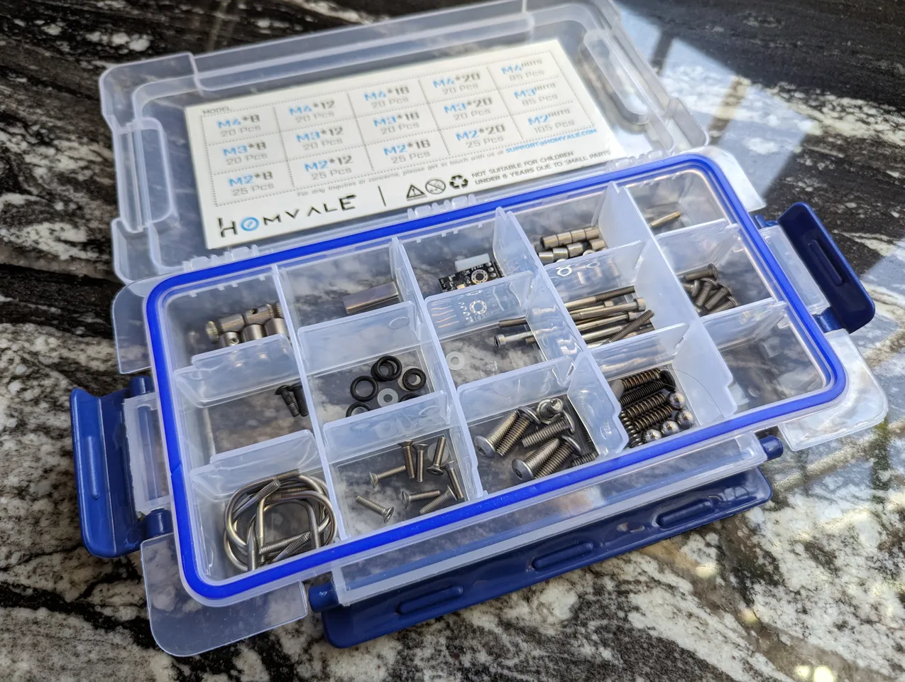 Small Screw Organizer with Sliding Lid and Labels by AE