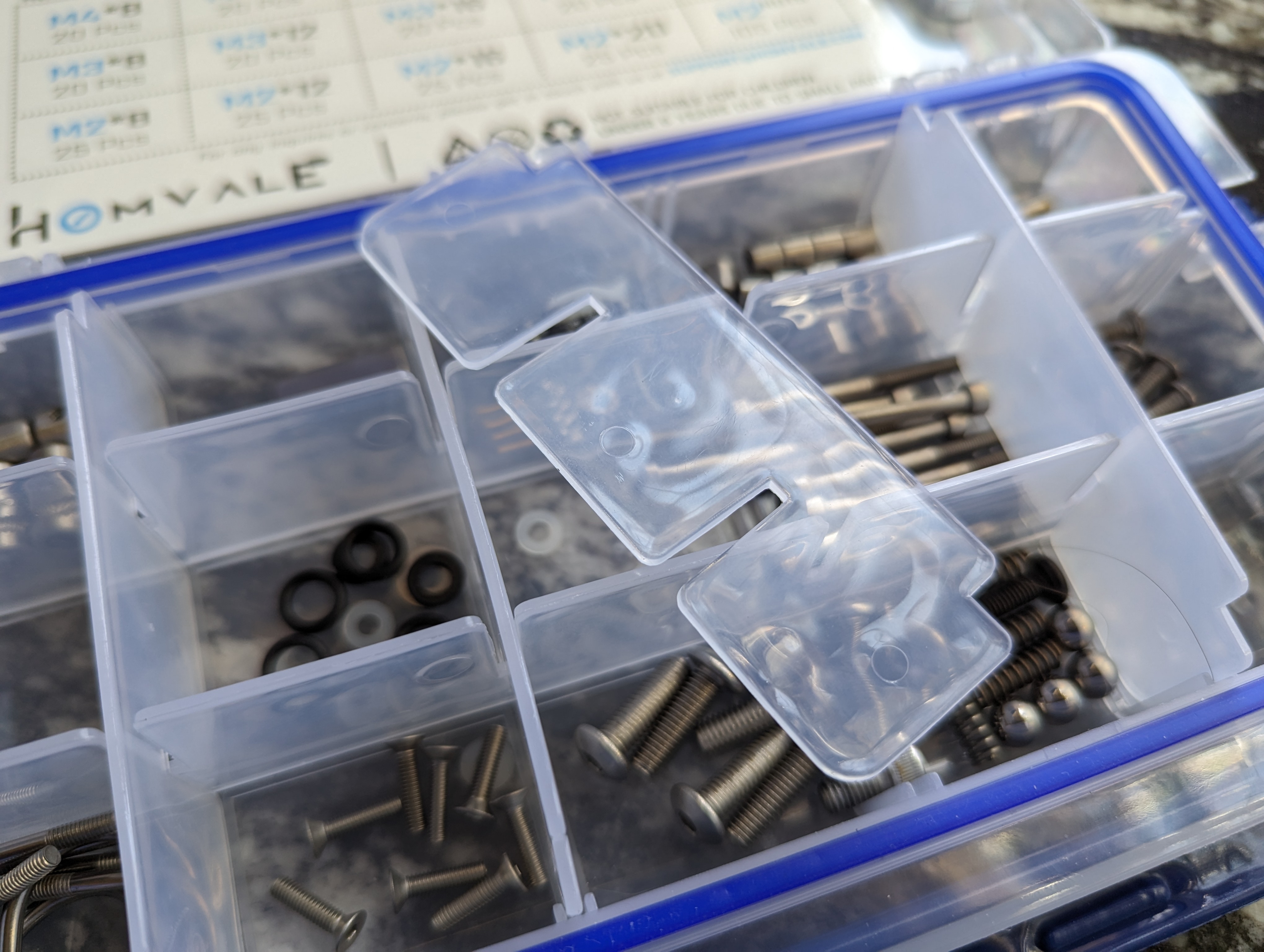 Small Screw Organizer with Sliding Lid and Labels by AE