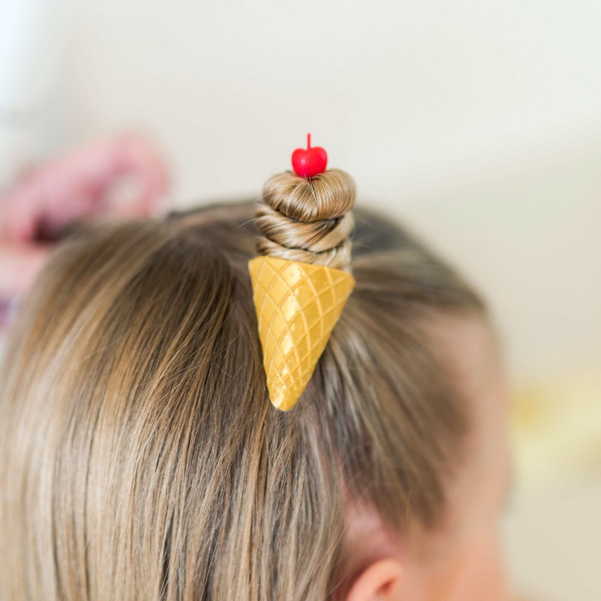 Mini Ice Cream Cone + Cherry Hair Accessory by 3DPmom Download free STL model