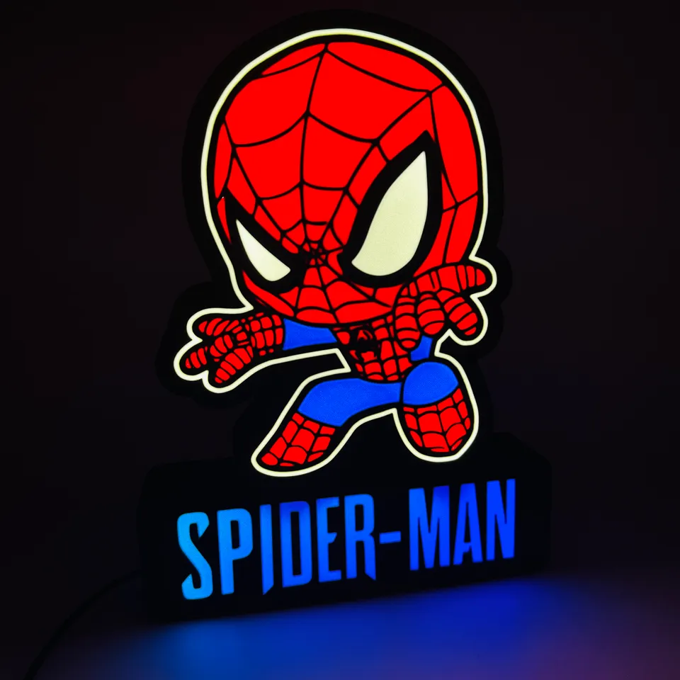 Spider-man 3D LED Lamp with a base of your choice! - PictyourLamp