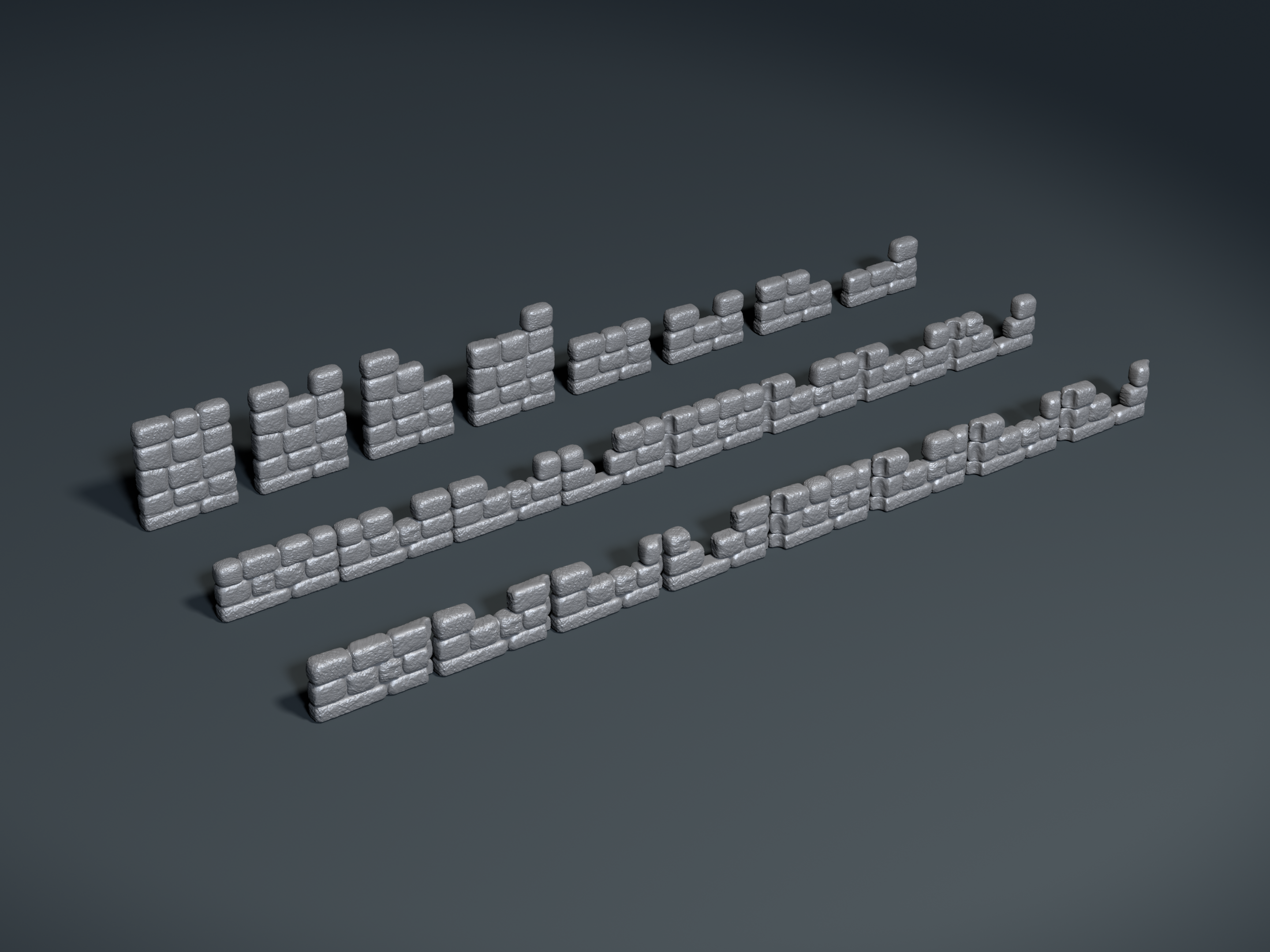 Dynamod Game System - Walls Pack 4 - Low and narrow