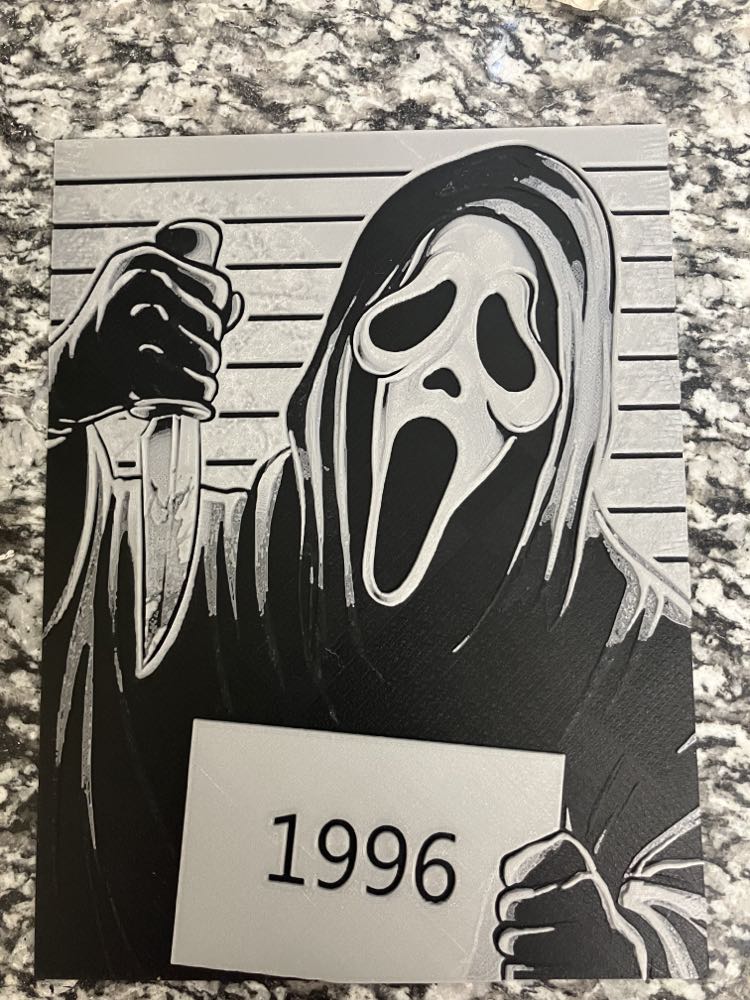 Ghostface Mugshot (HueForge print)
