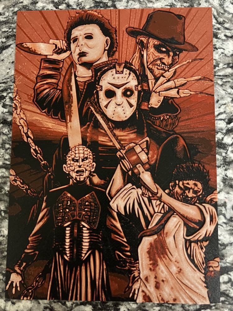 5 scary movie characters (HueForge print)