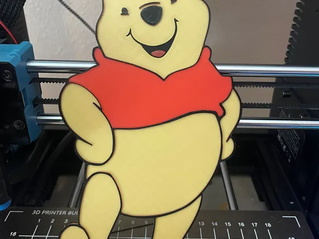 2D Winnie The Pooh - Multi Color Different Layer Heights