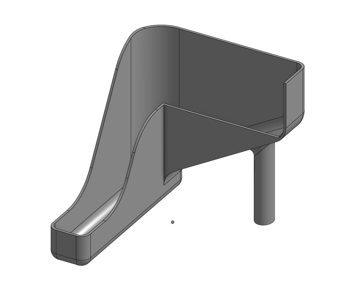 Slim waste chute (poop chute) for Bambulab P1P - No supports needed - tried and tested