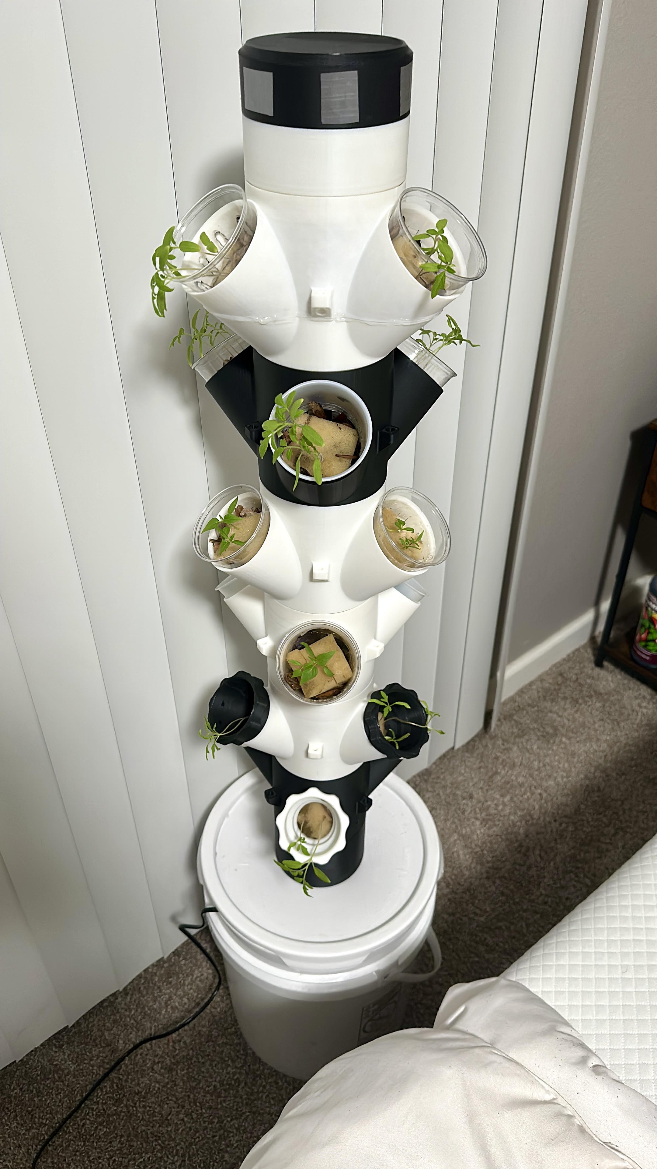3 way planting module for hydroponic tower system, made to fit plastic cups