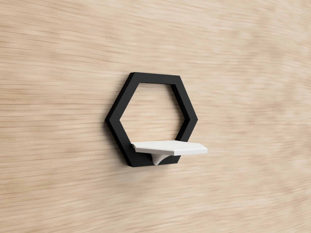 Wall mounted modular hexagon shelf